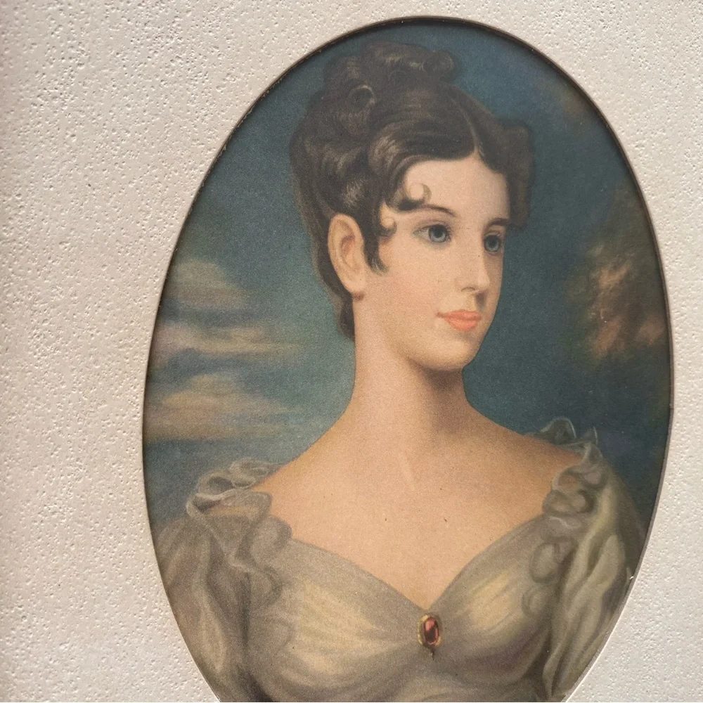 Vintage Wood Framed Print Portrait Lady Belgrave Vicountess Oval 10